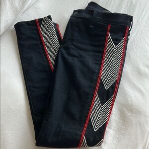 Rag & Bone Dark Jeans with Red and White Chevron Stripes